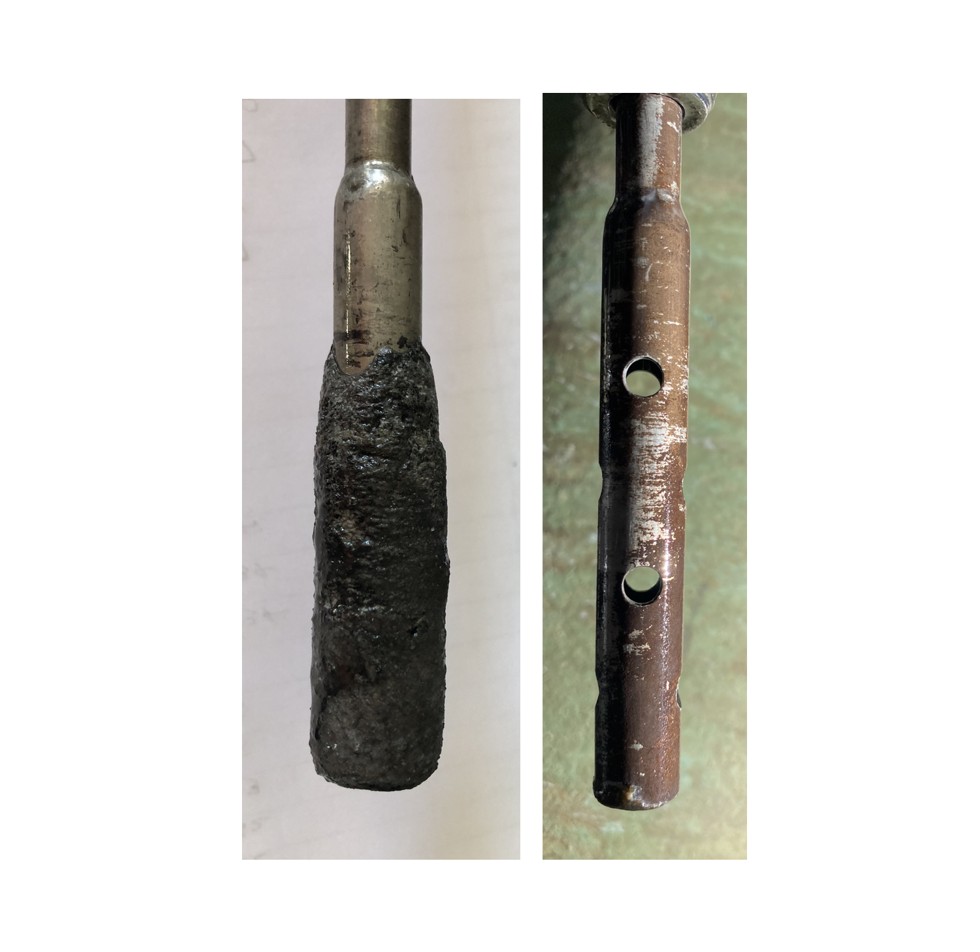 Before and after scale test coupons